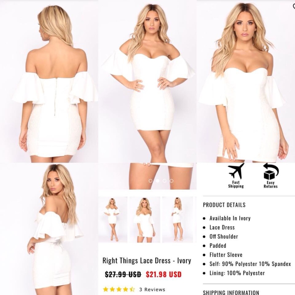 Fashion Nova Ivory Lace Dress!